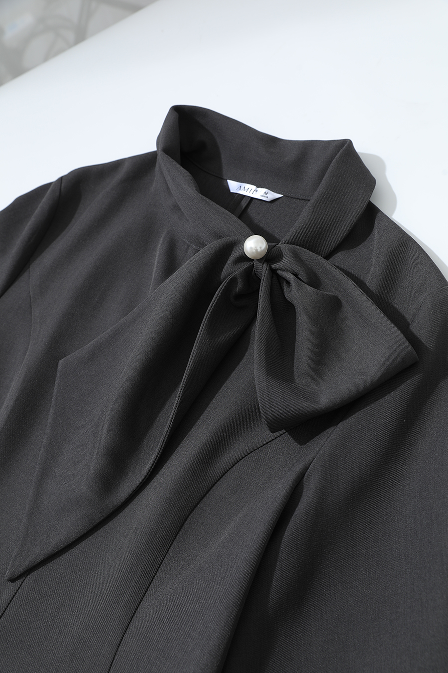 Tie-neck Waist-defined Dress