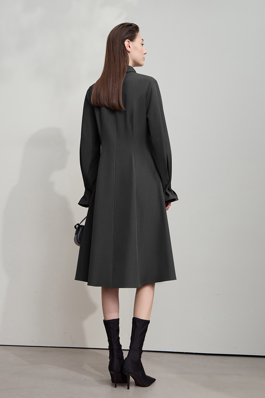 Tie-neck Waist-defined Dress