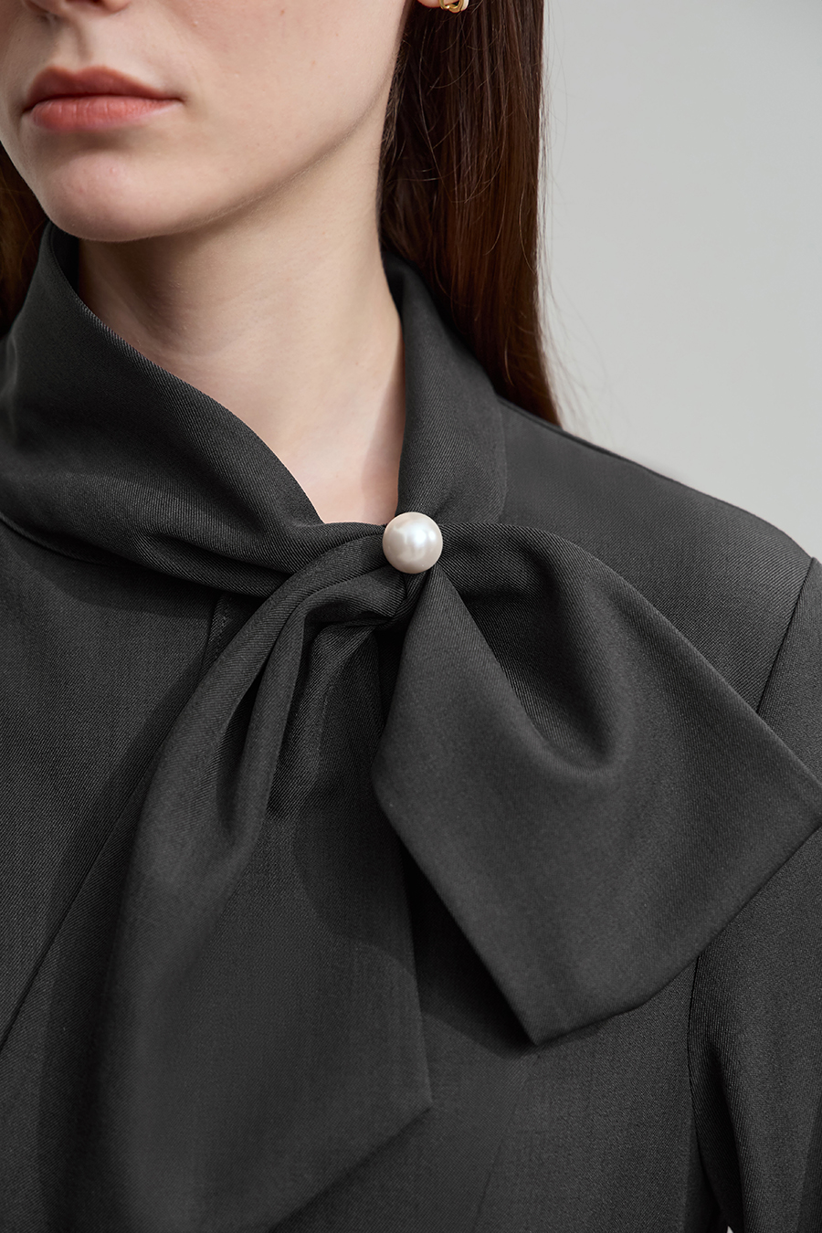 Tie-neck Waist-defined Dress