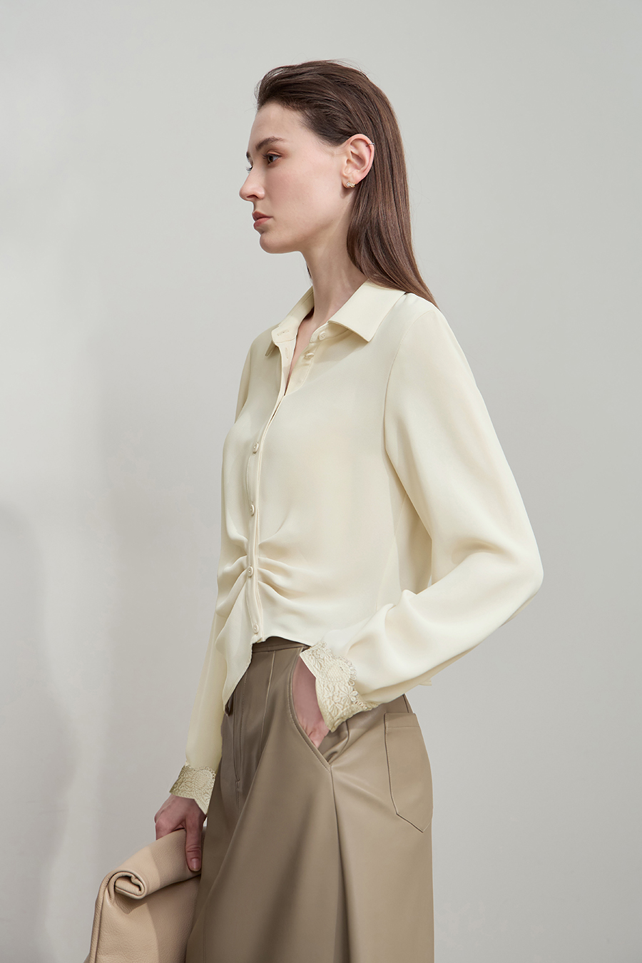 Lace Trim Chiffon Blouse