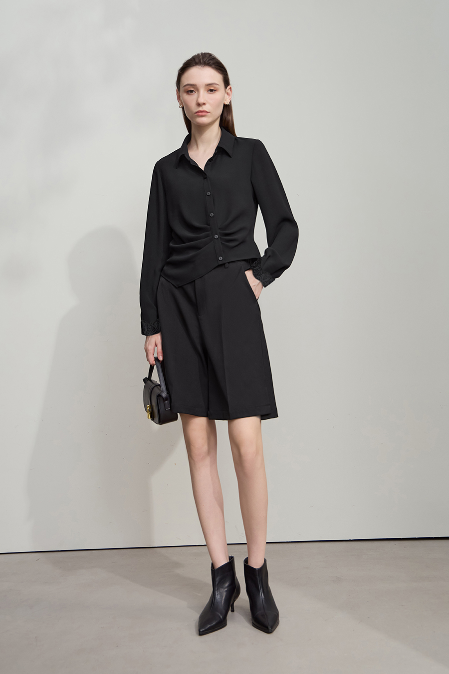 Lace Trim Chiffon Blouse