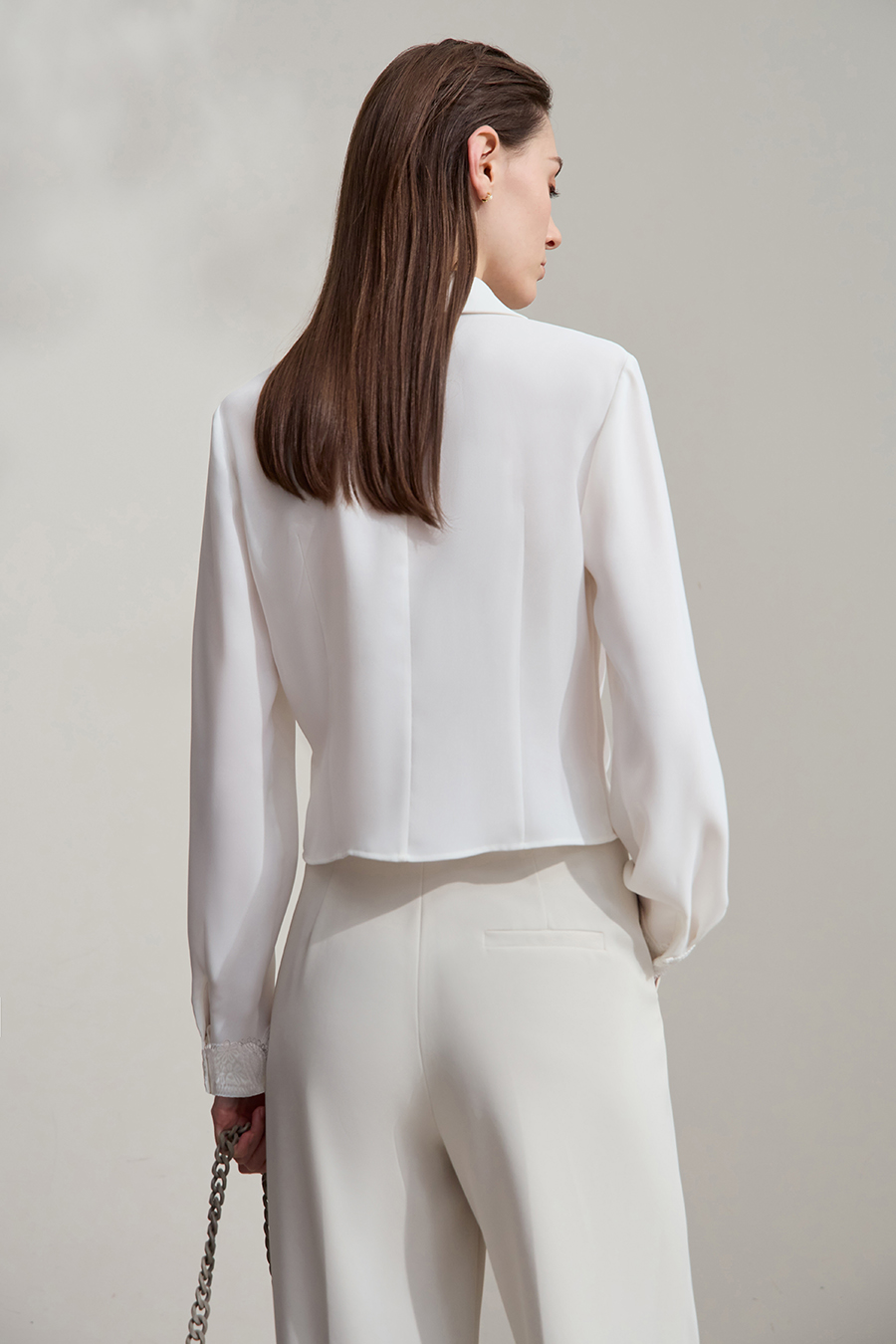 Lace Trim Chiffon Blouse