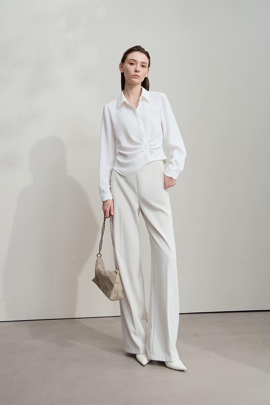 Lace Trim Chiffon Blouse