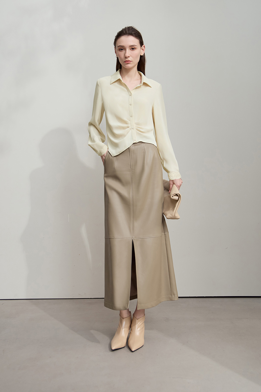 Lace Trim Chiffon Blouse