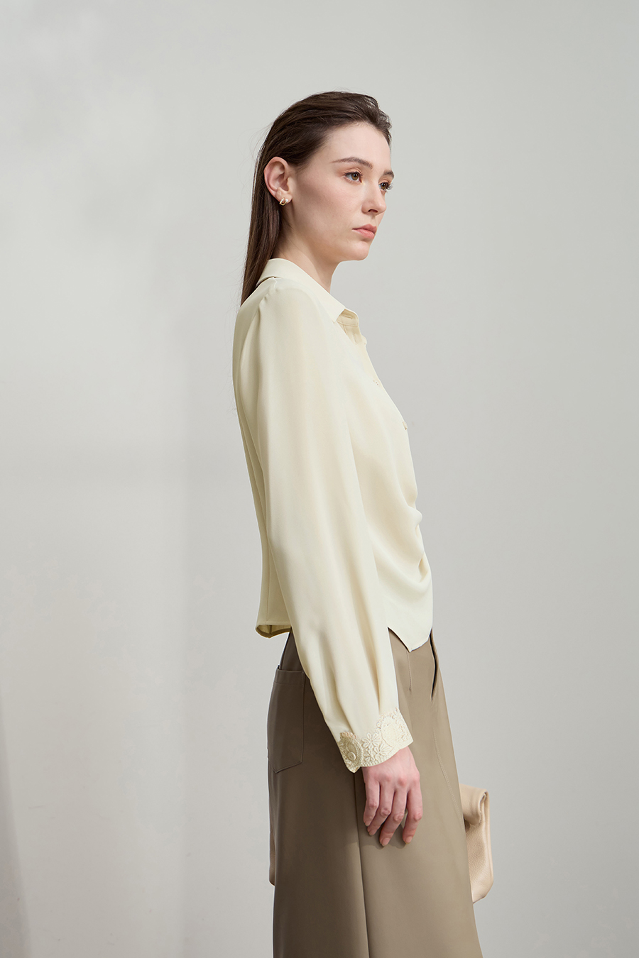 Lace Trim Chiffon Blouse