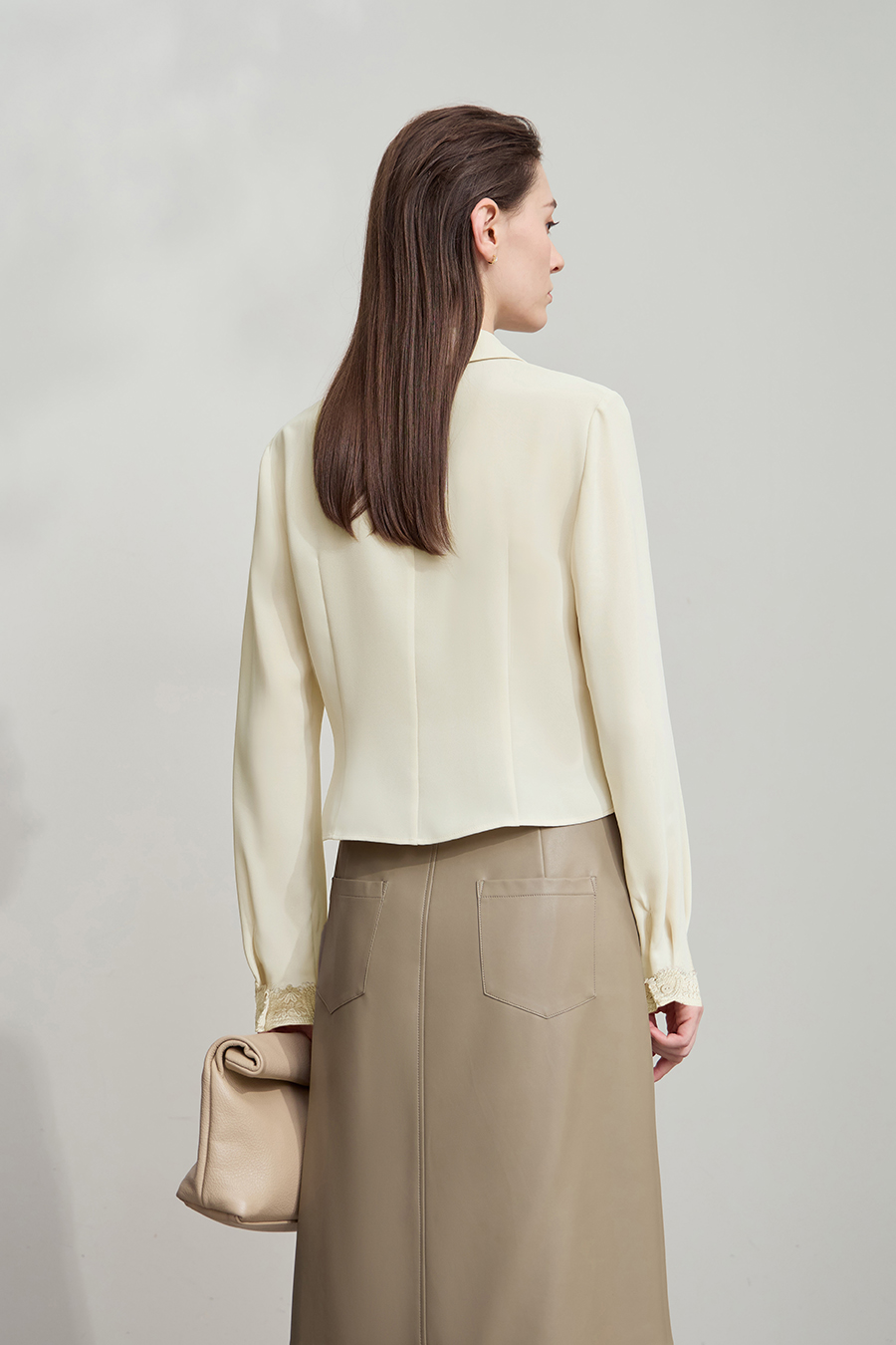 Lace Trim Chiffon Blouse