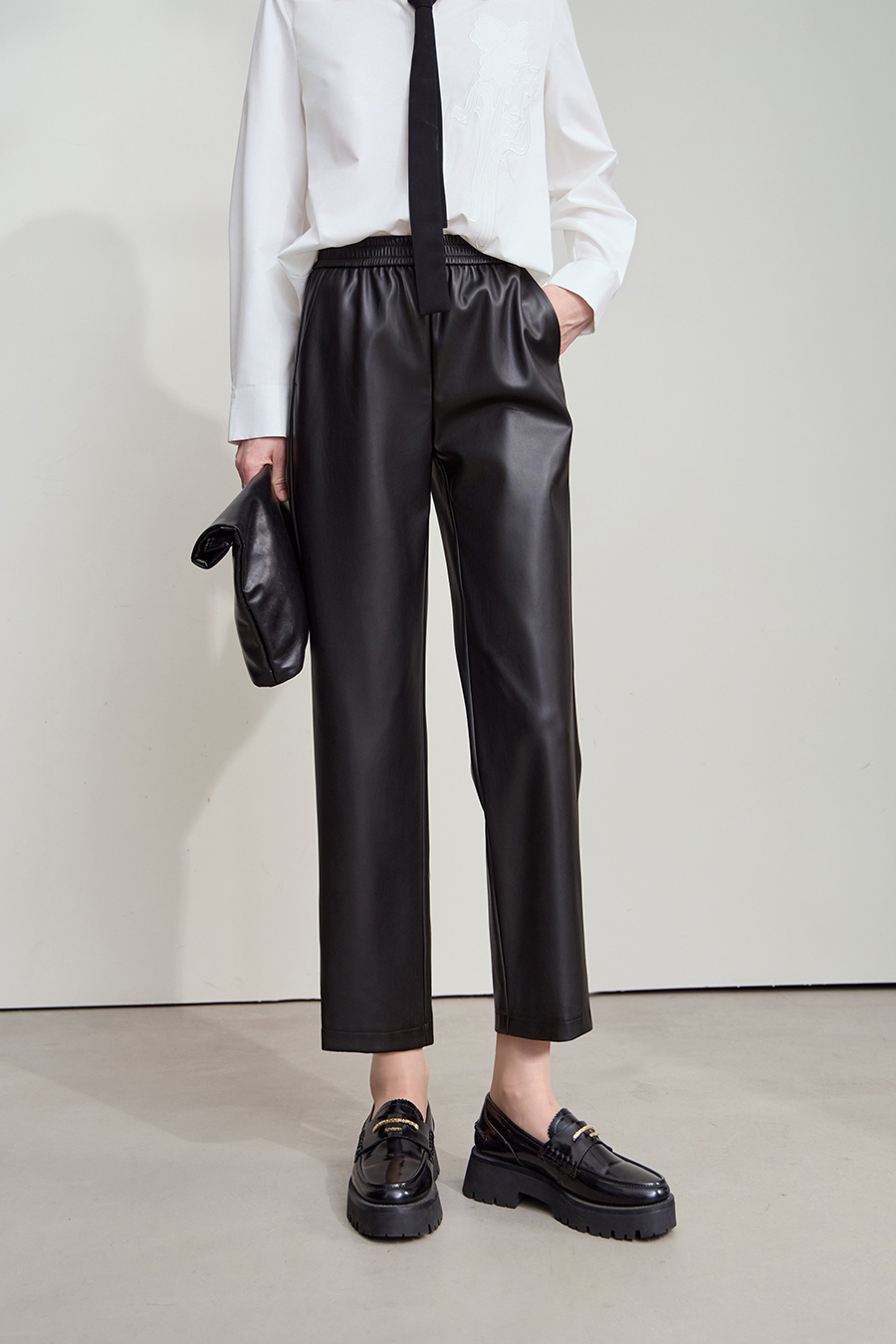 Eco-friendly PU Leather Casual Trousers