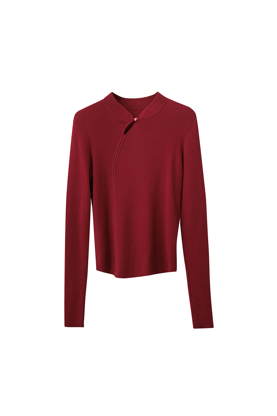 Mandarin Collar Slim-fit Sweater