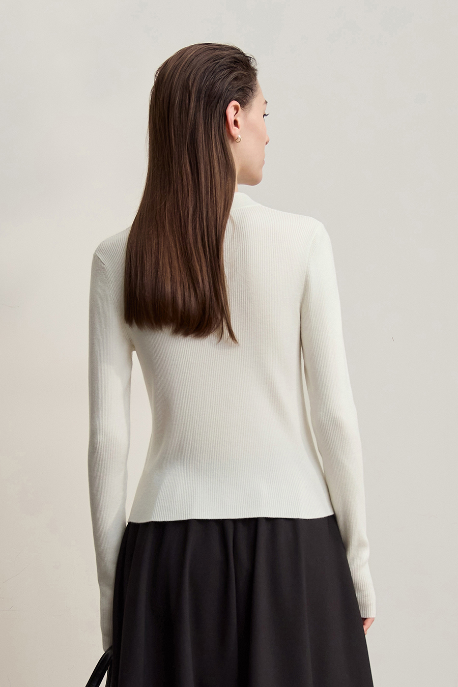 Mandarin Collar Slim-fit Sweater