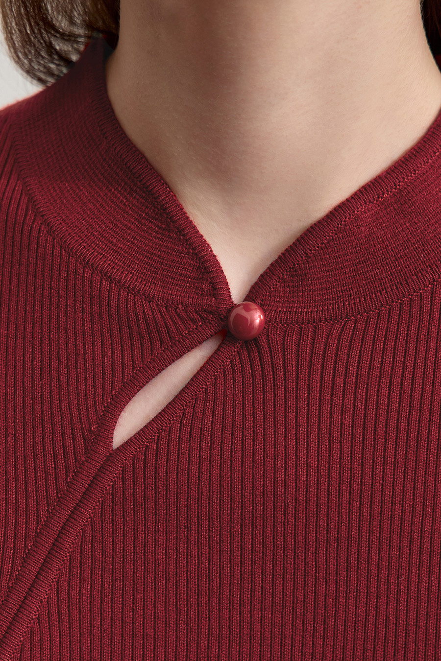 Mandarin Collar Slim-fit Sweater