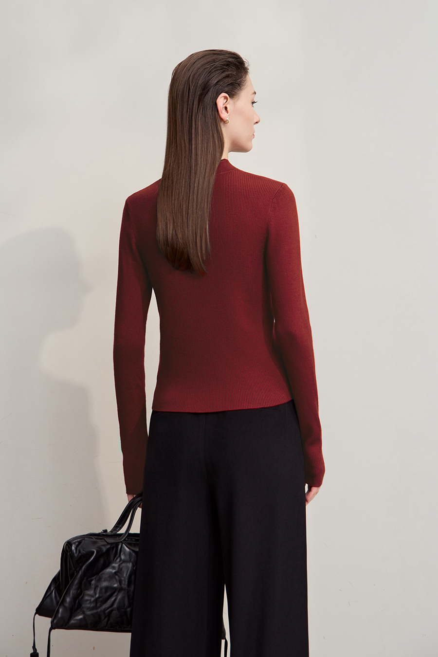 Mandarin Collar Slim-fit Sweater