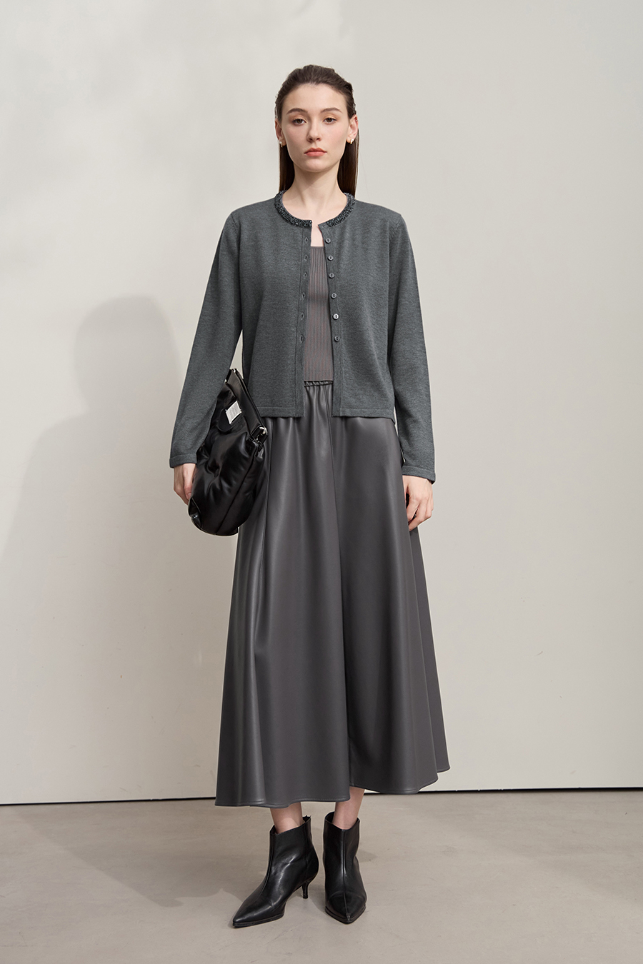 Sequin Embroidered Knit Cardigan|AMII-AMII.com