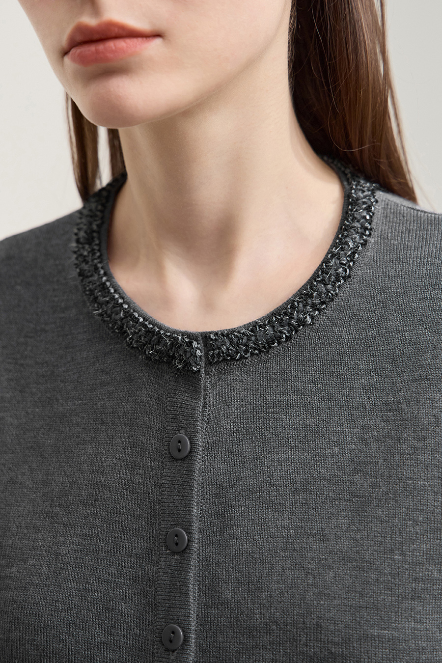 Sequin Embroidered Knit Cardigan|AMII-AMII.com