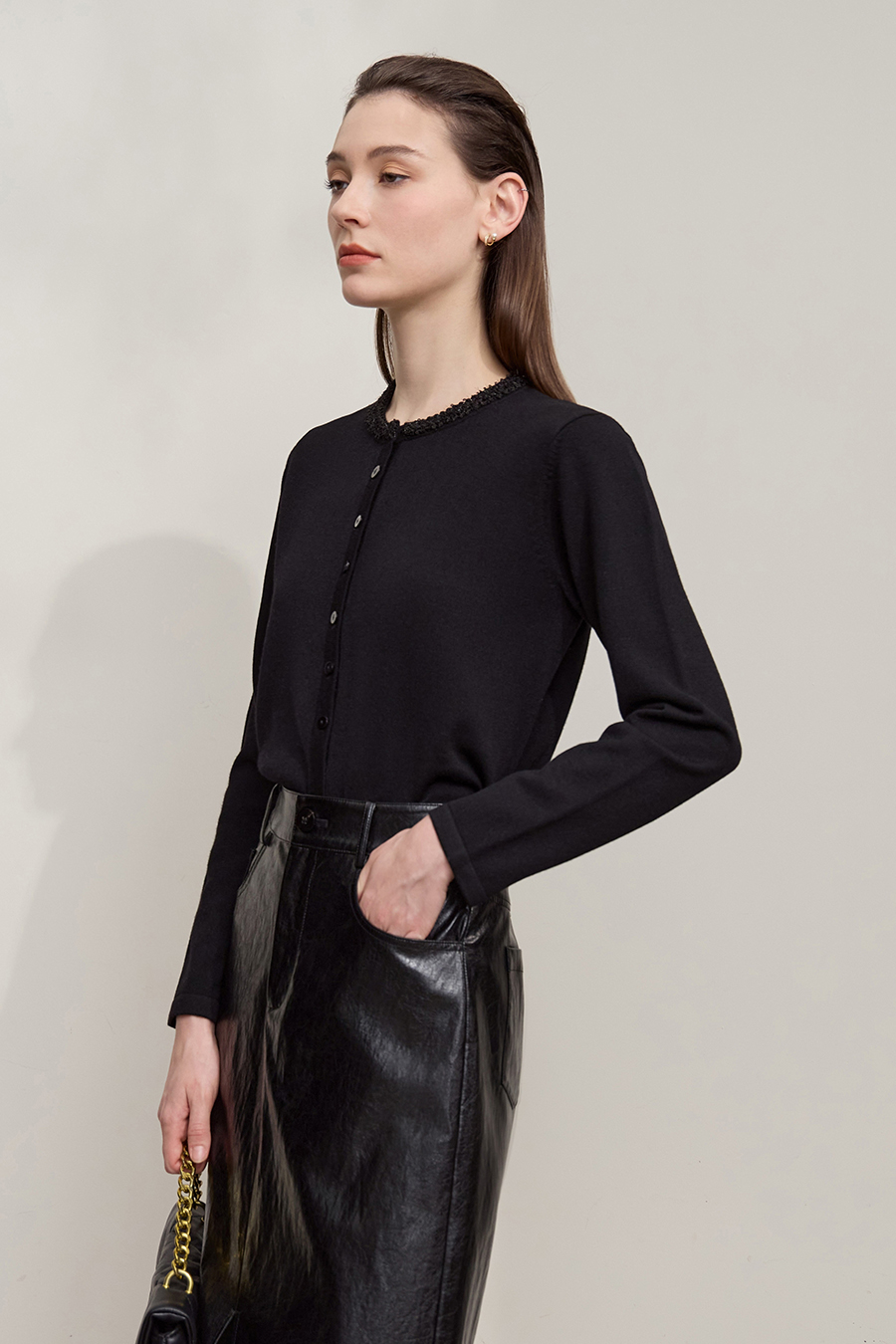 Sequin Embroidered Knit Cardigan|AMII-AMII.com