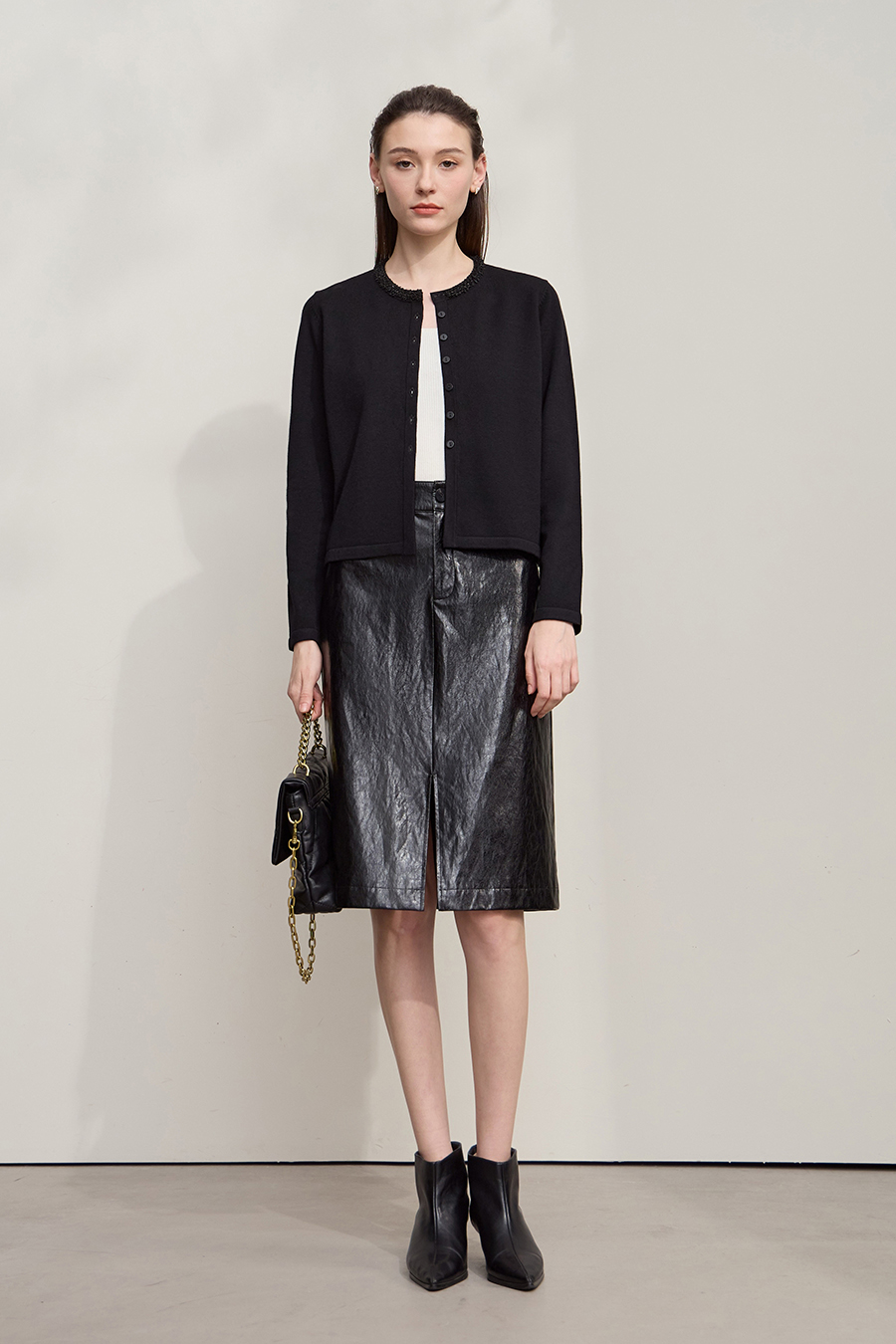 Sequin Embroidered Knit Cardigan|AMII-AMII.com