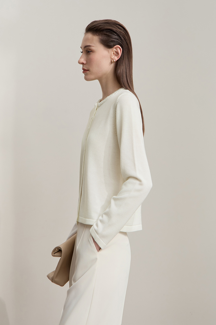 Sequin Embroidered Knit Cardigan|AMII-AMII.com