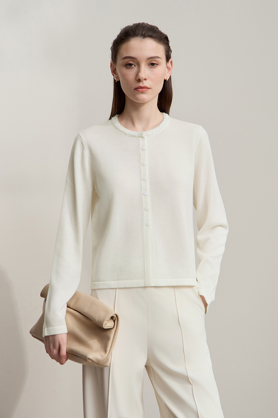 Sequin Embroidered Knit Cardigan|AMII-AMII.com