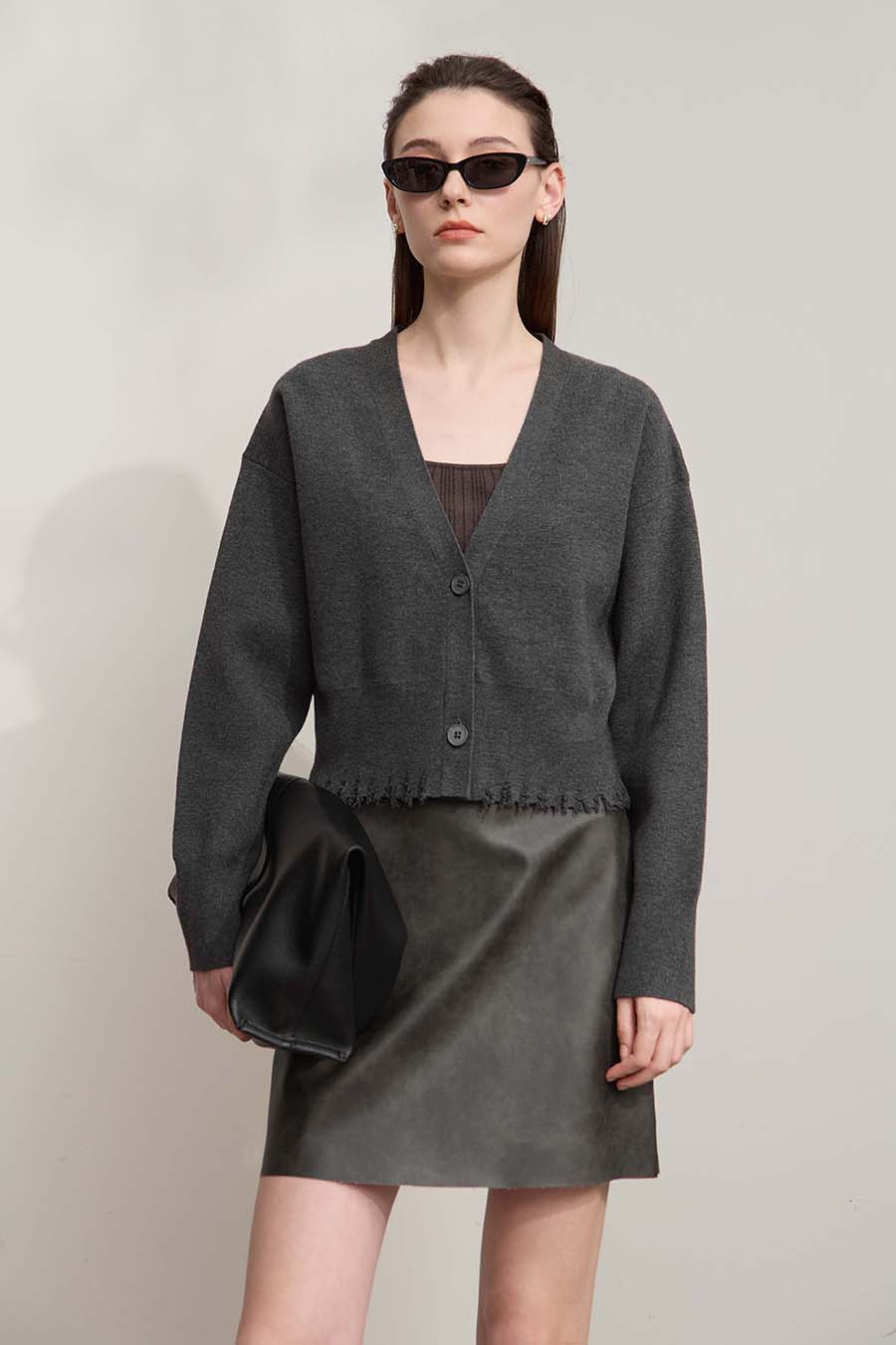 Distressed Fringe Knit Cardigan|AMII-AMII.com