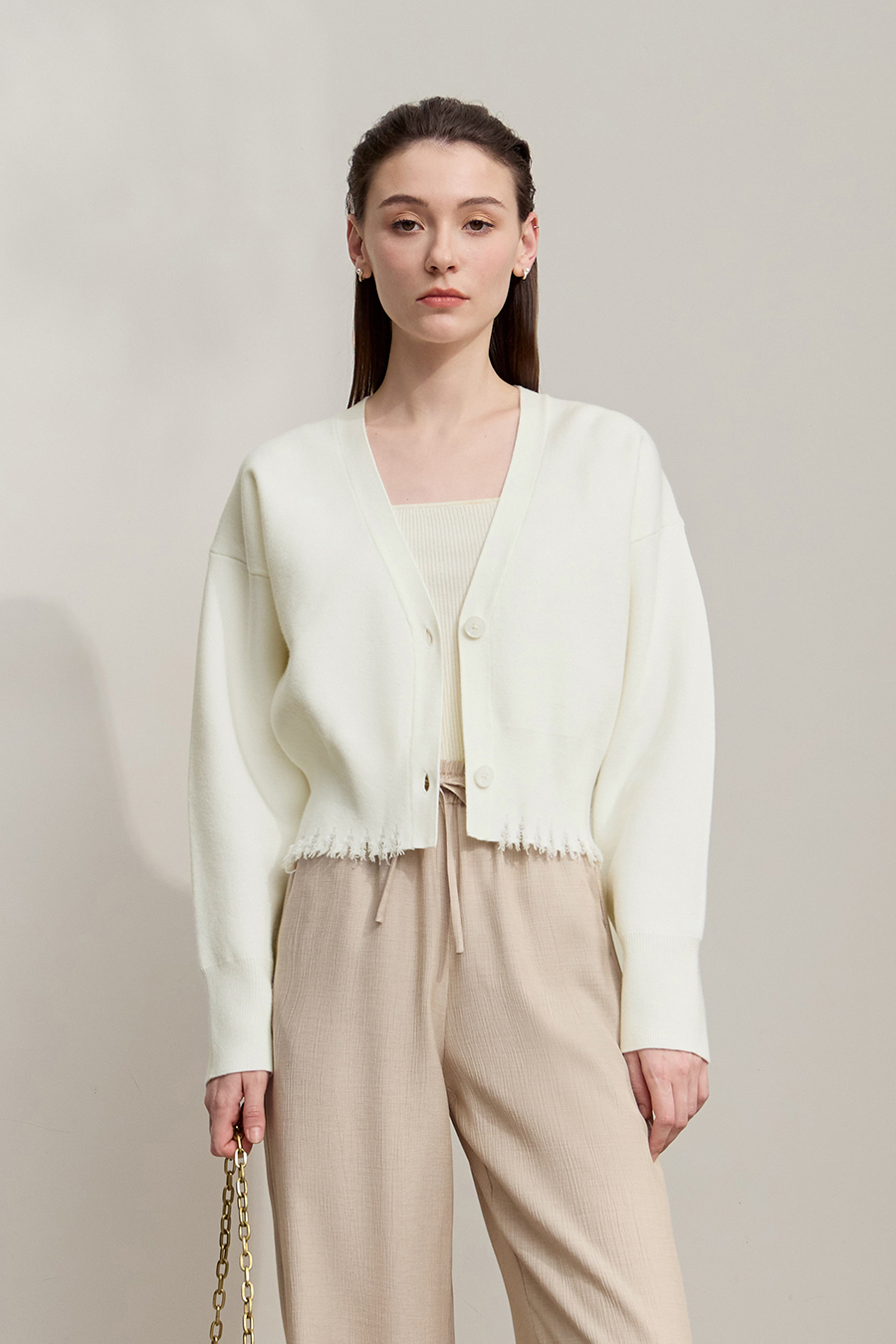 Distressed Fringe Knit Cardigan|AMII-AMII.com