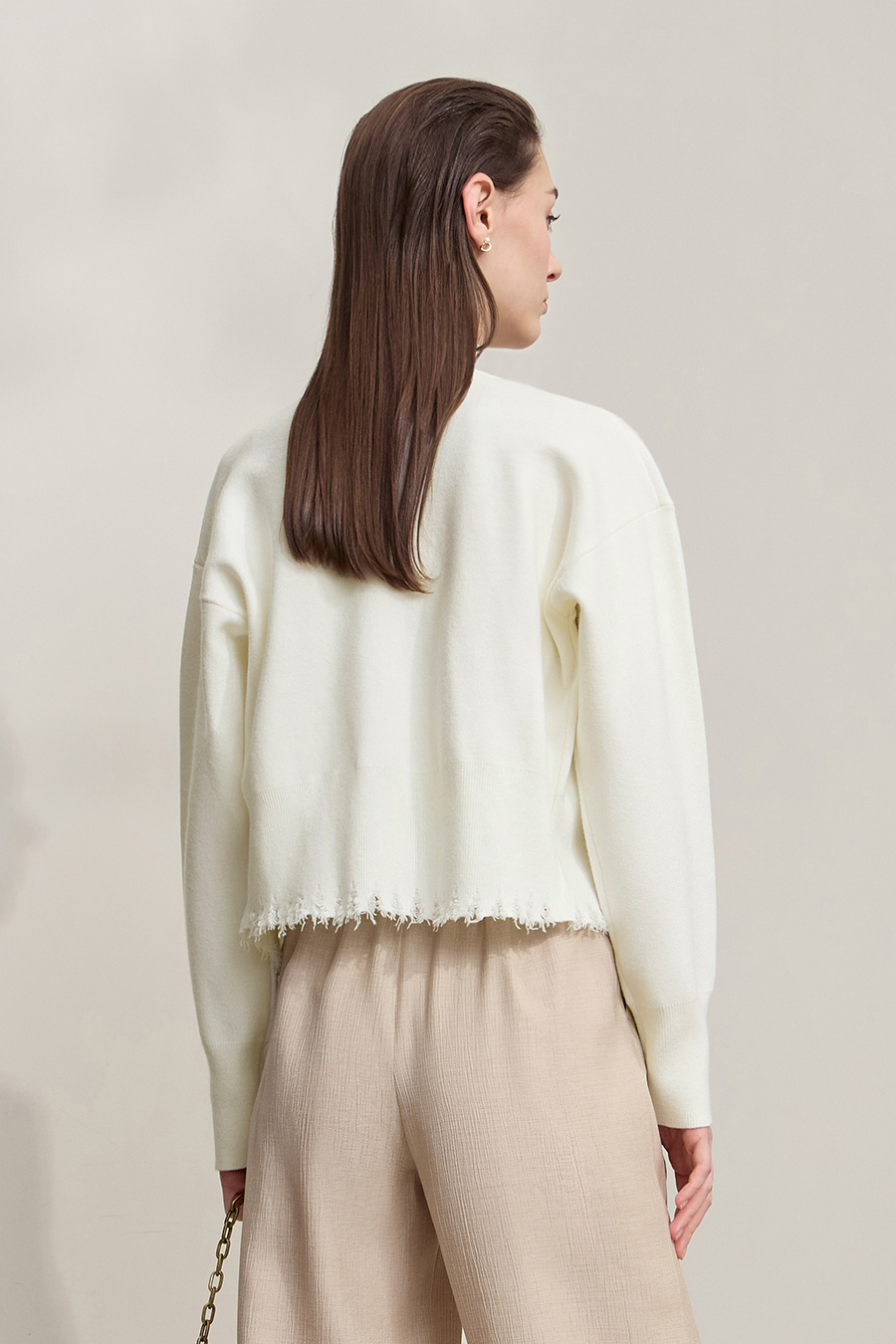 Distressed Fringe Knit Cardigan|AMII-AMII.com