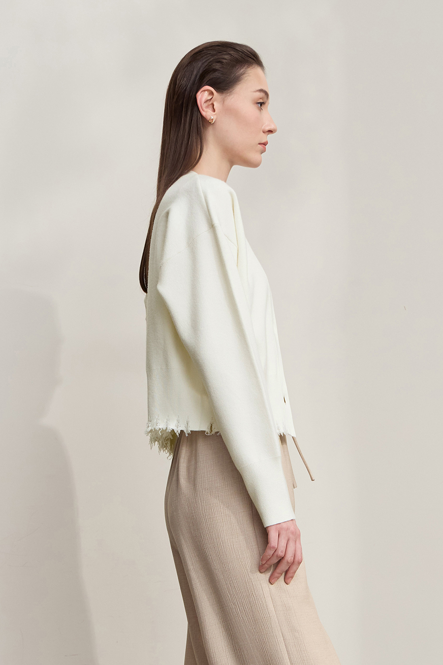 Distressed Fringe Knit Cardigan|AMII-AMII.com