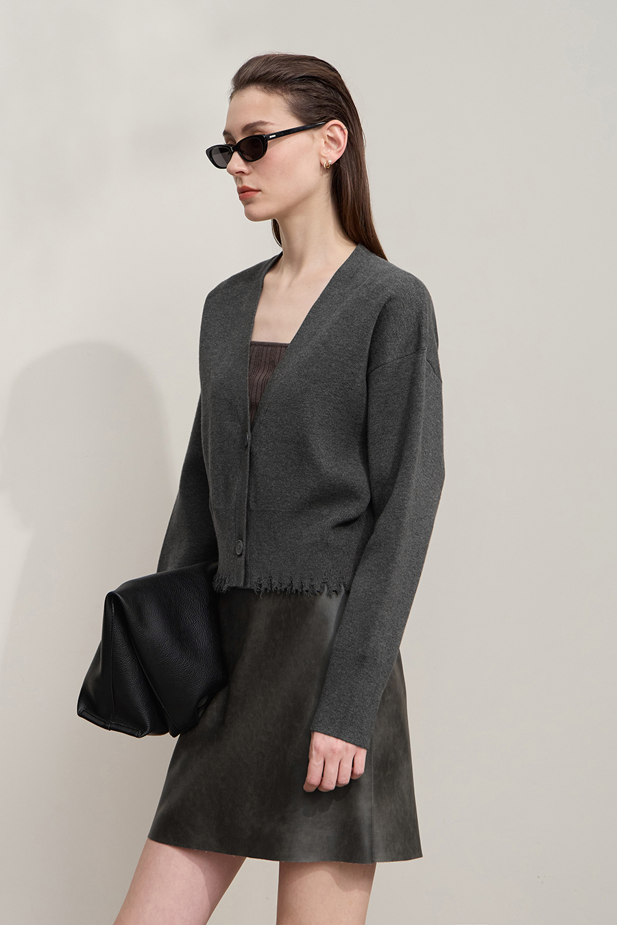 Distressed Fringe Knit Cardigan|AMII-AMII.com