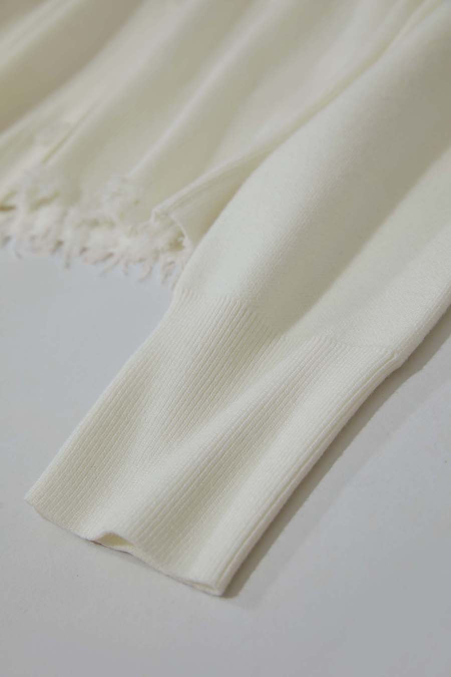 Distressed Fringe Knit Cardigan|AMII-AMII.com