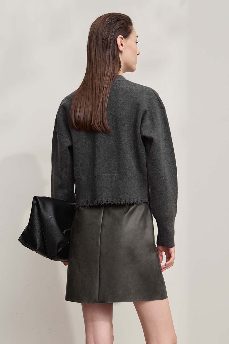 Distressed Fringe Knit Cardigan|AMII-AMII.com