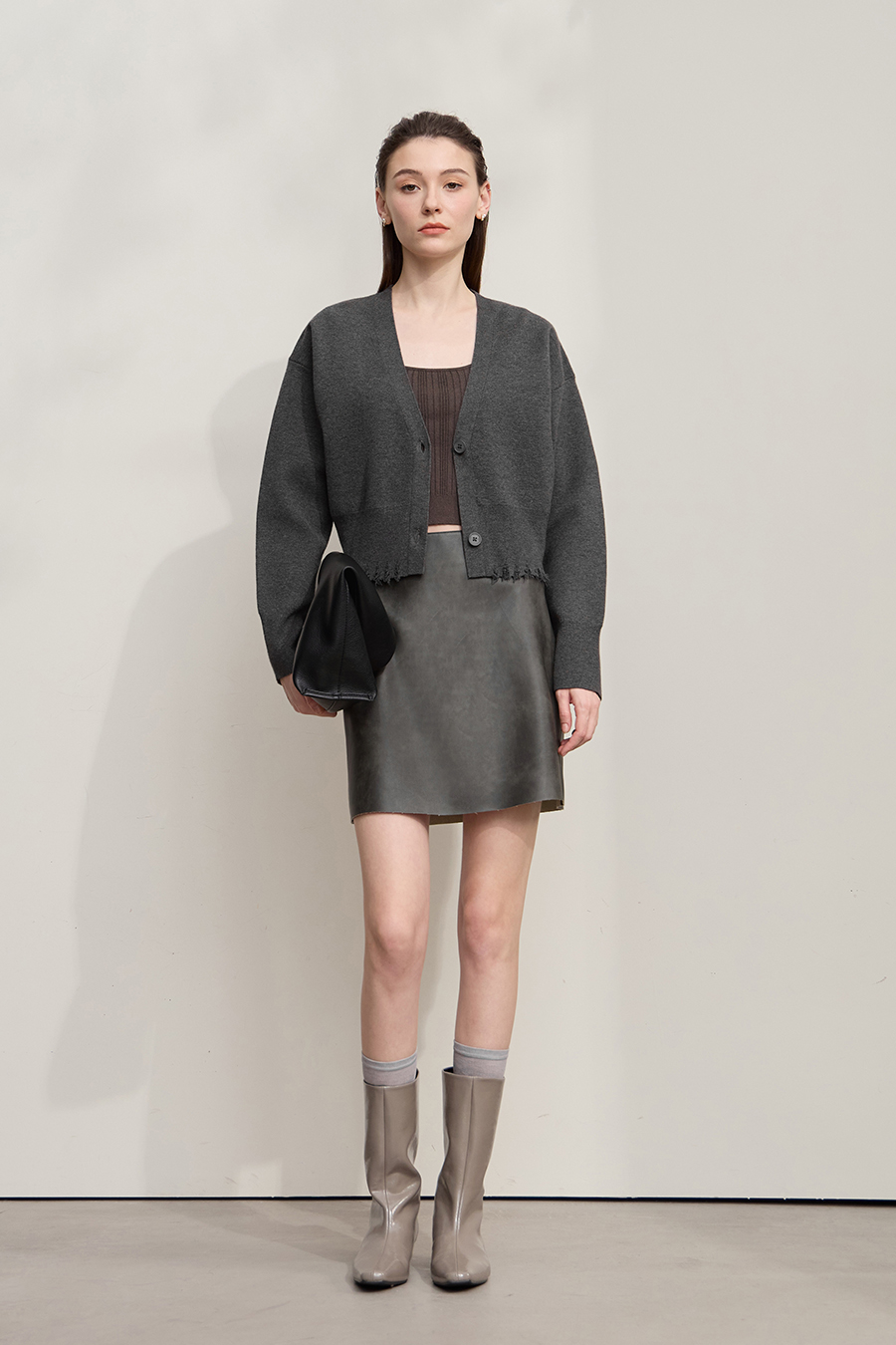 Distressed Fringe Knit Cardigan|AMII-AMII.com