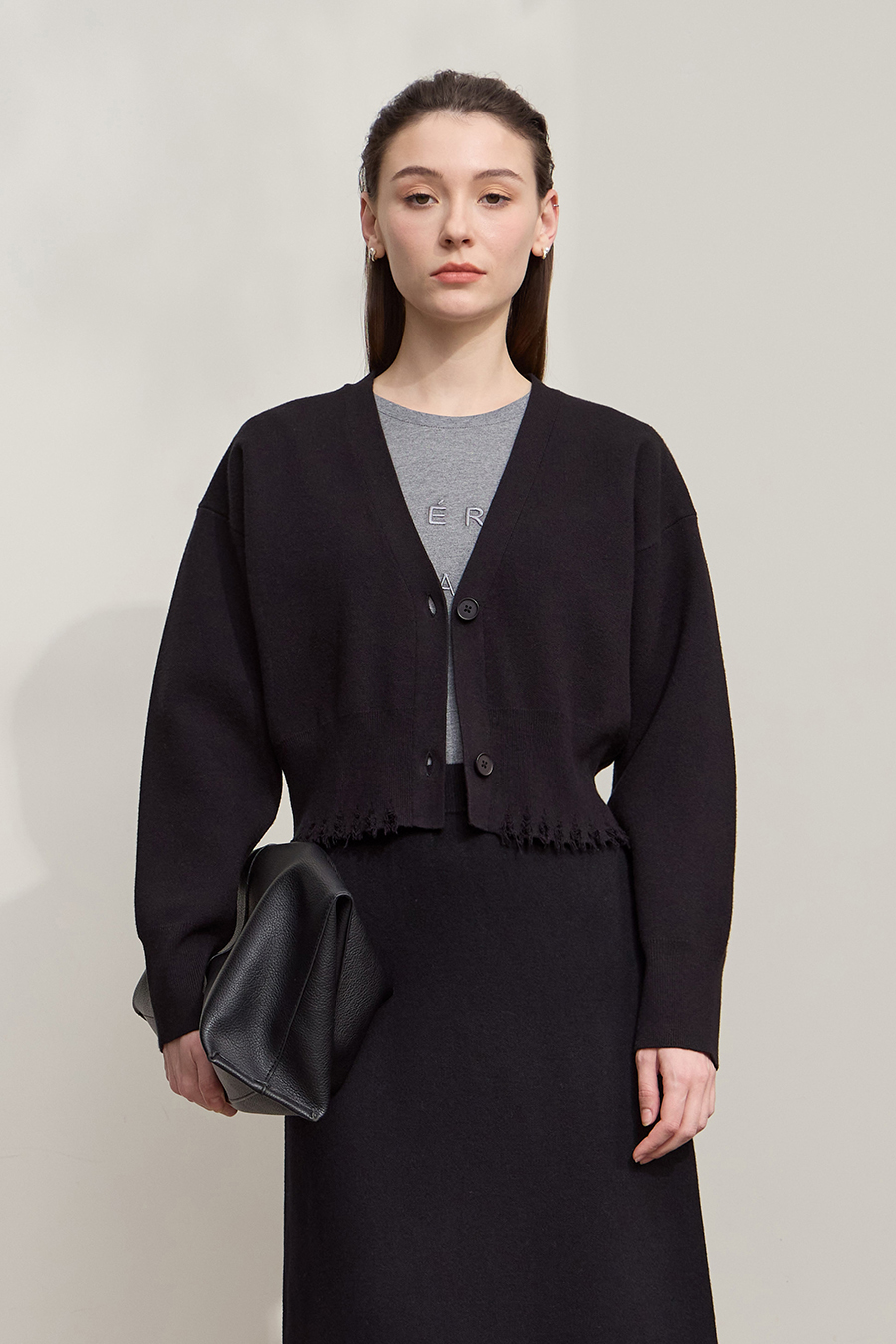 Distressed Fringe Knit Cardigan|AMII-AMII.com