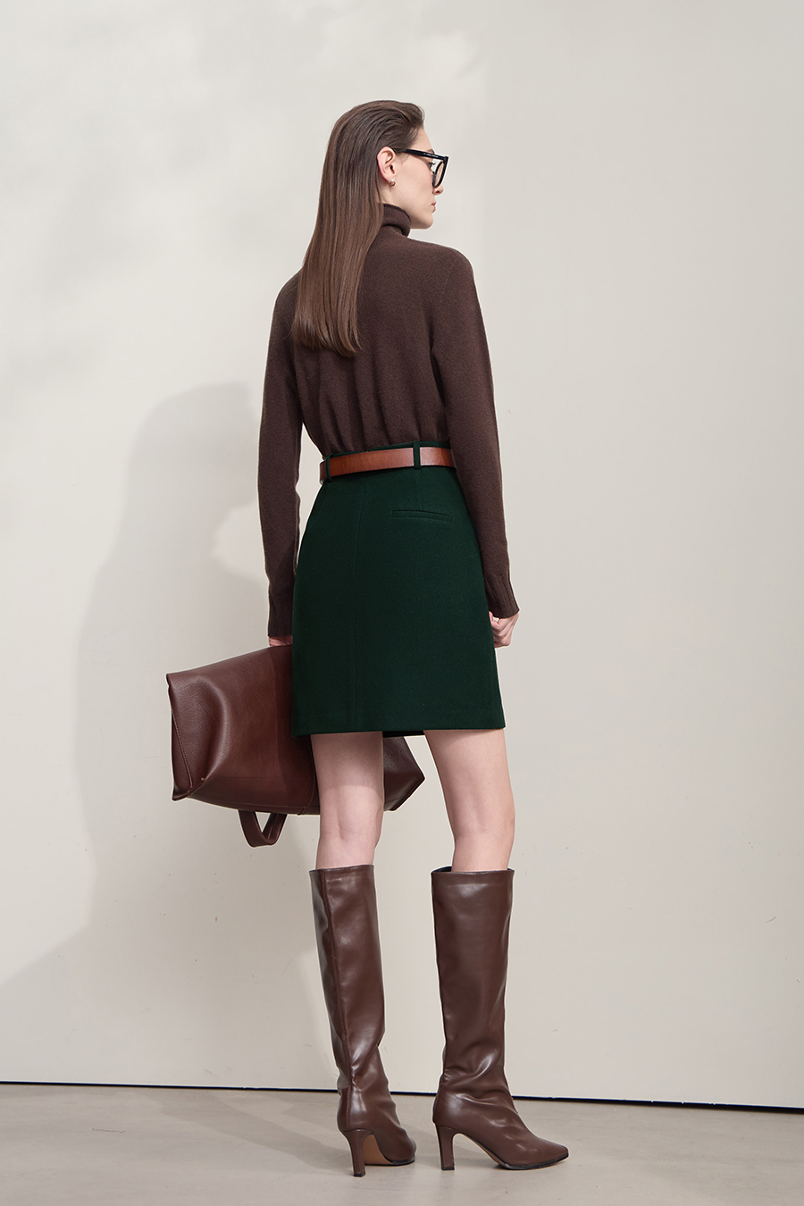 Short Wool Blend Midi Skirt|AMII-AMII.com