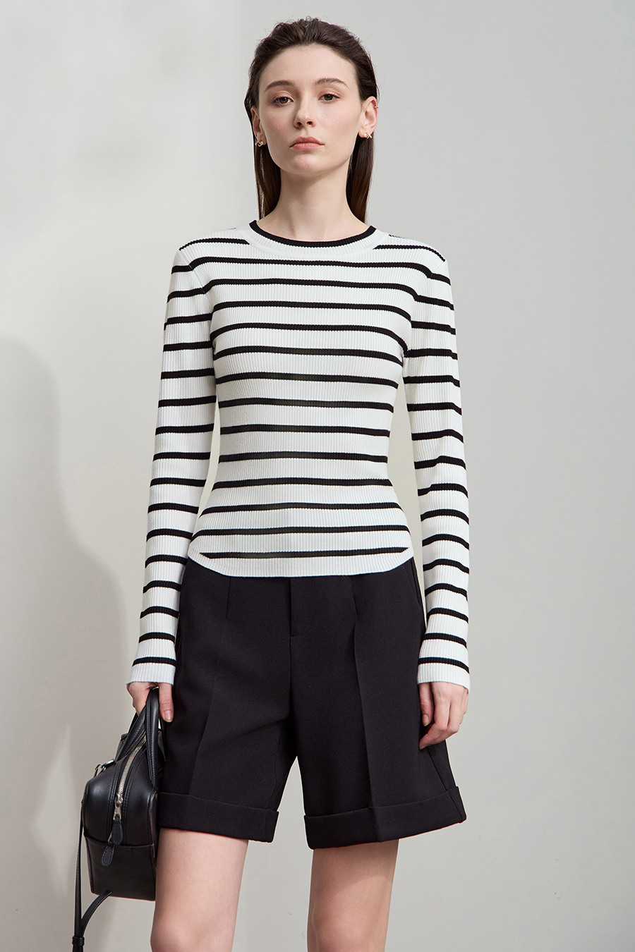 Slim Fit High Elastic Striped Sweater|AMII-AMII.com