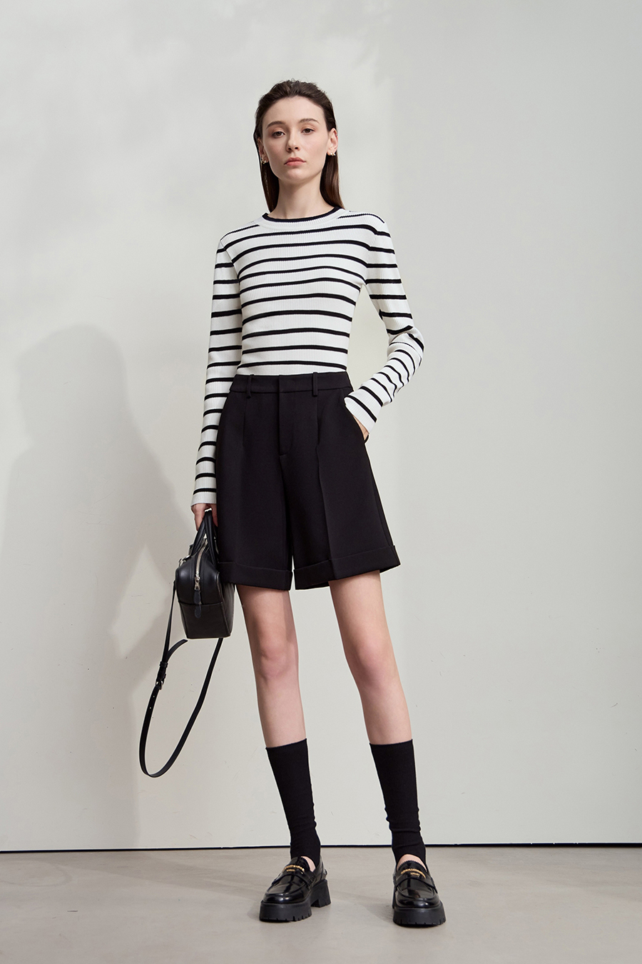 Slim Fit High Elastic Striped Sweater|AMII-AMII.com