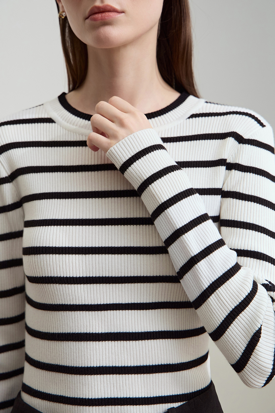 Slim Fit High Elastic Striped Sweater|AMII-AMII.com