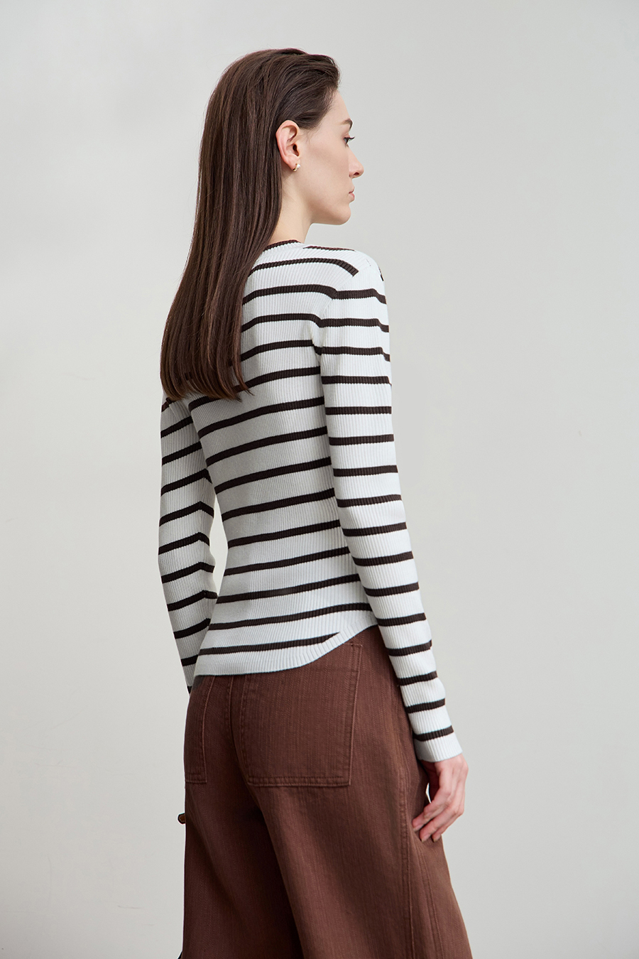 Slim Fit High Elastic Striped Sweater|AMII-AMII.com