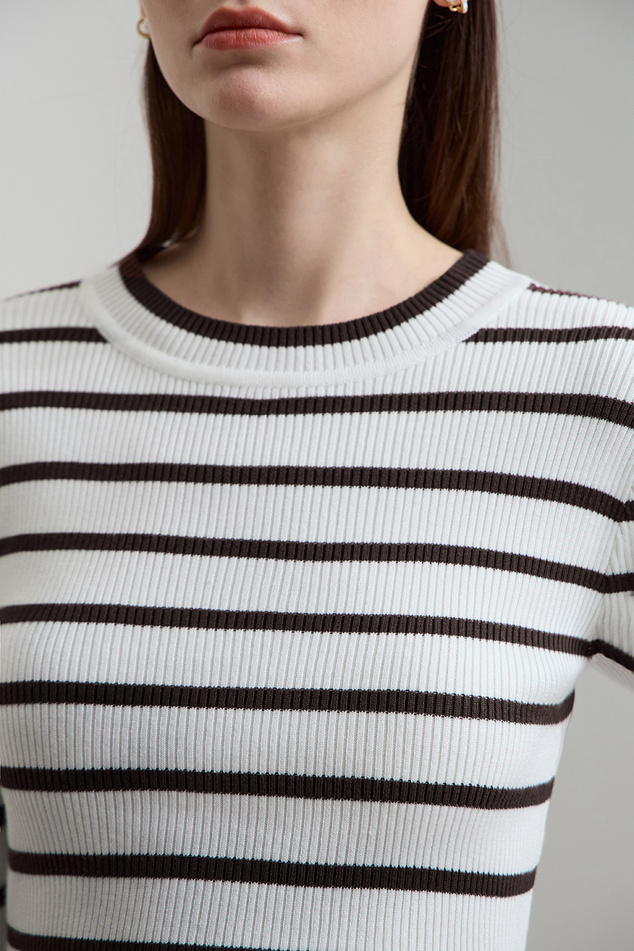 Slim Fit High Elastic Striped Sweater|AMII-AMII.com