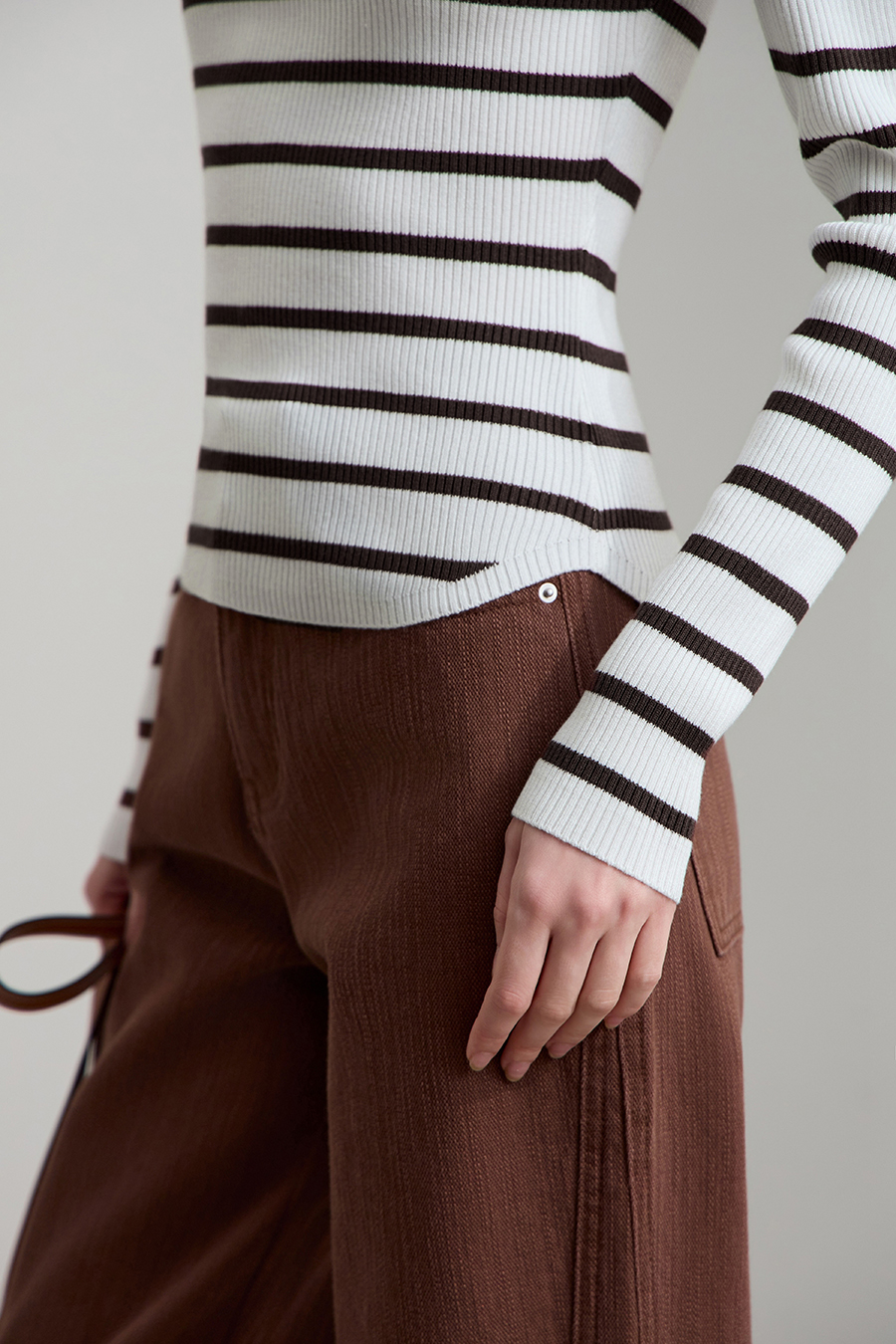 Slim Fit High Elastic Striped Sweater|AMII-AMII.com