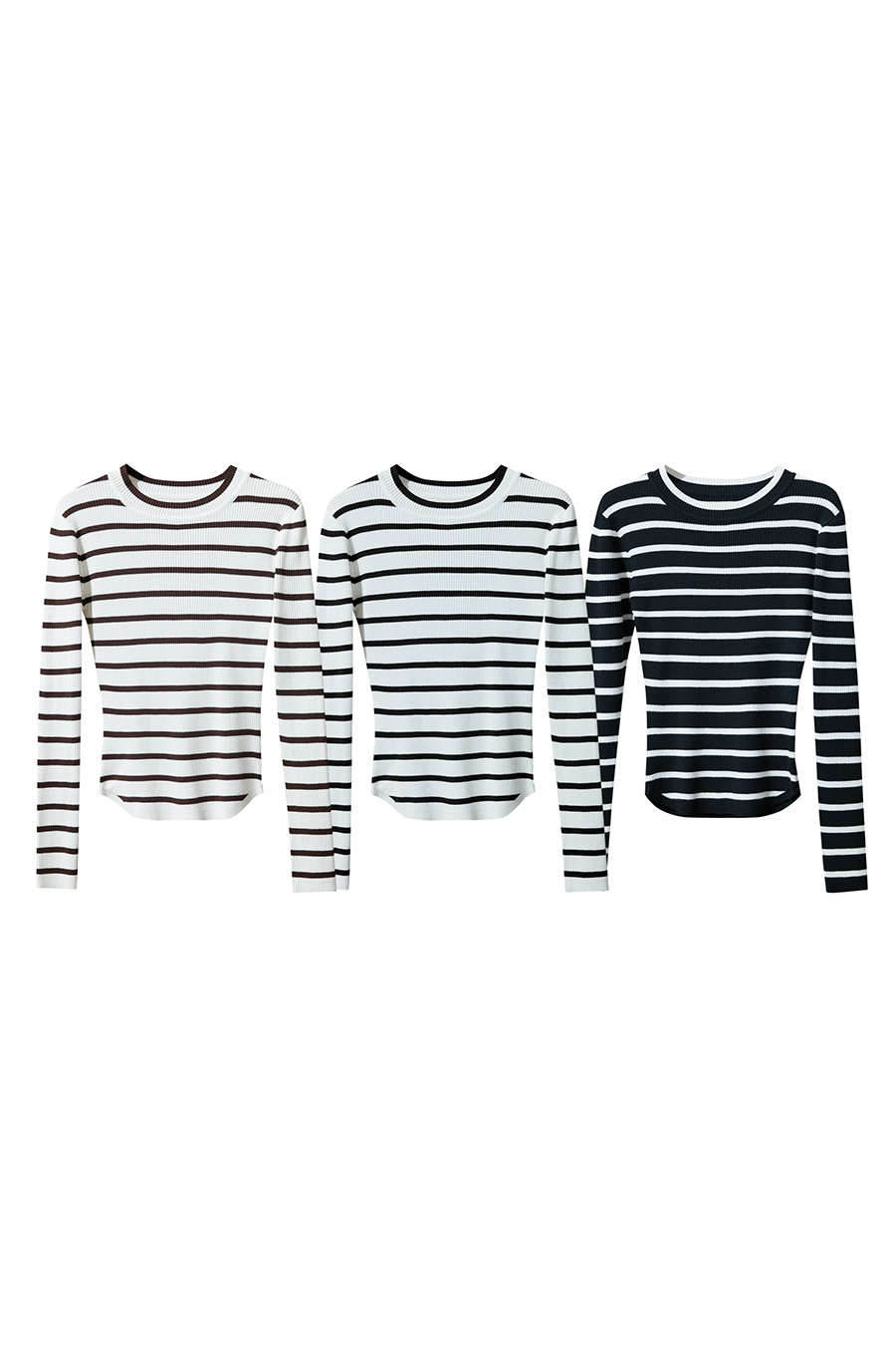 Slim Fit High Elastic Striped Sweater|AMII-AMII.com