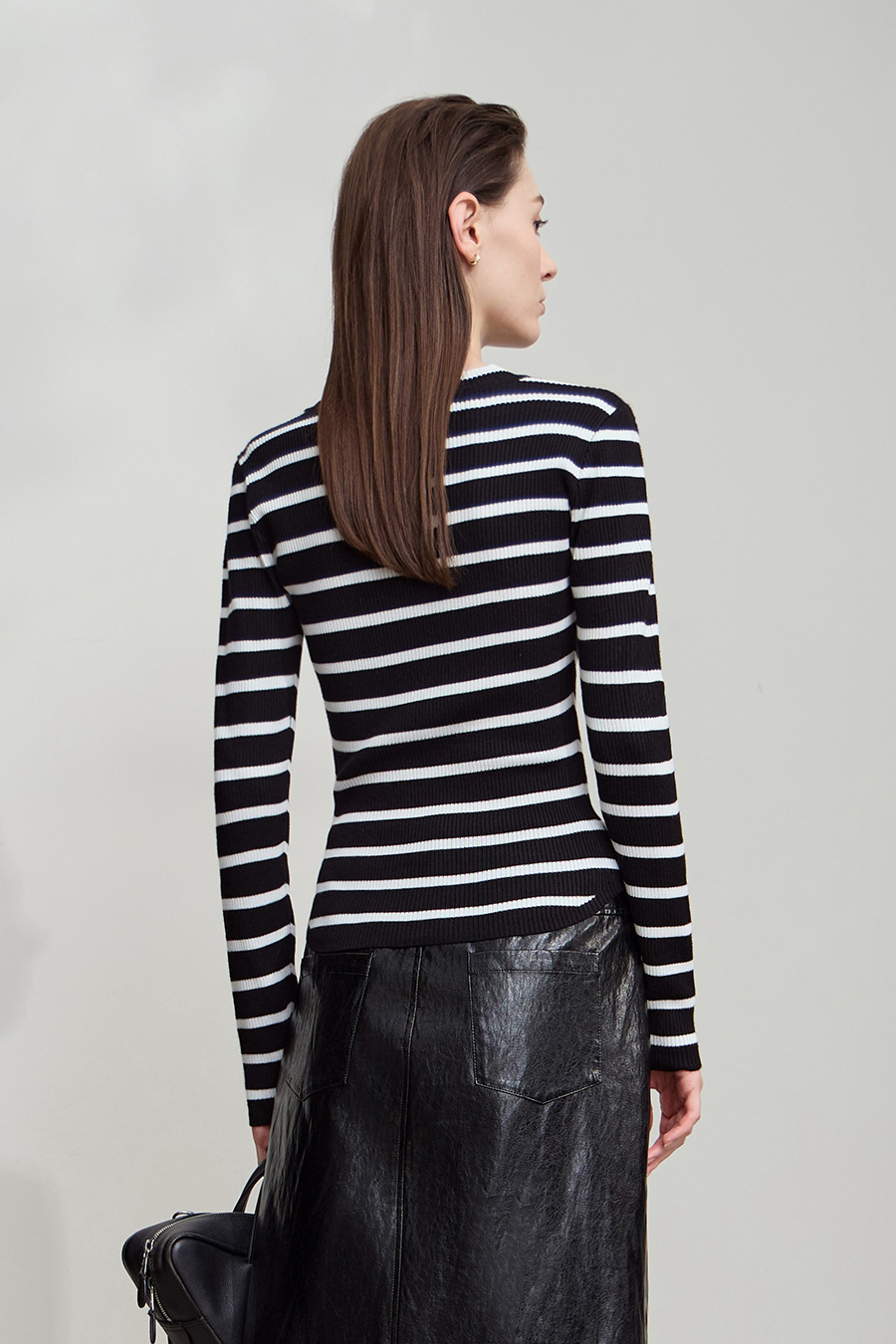 Slim Fit High Elastic Striped Sweater|AMII-AMII.com
