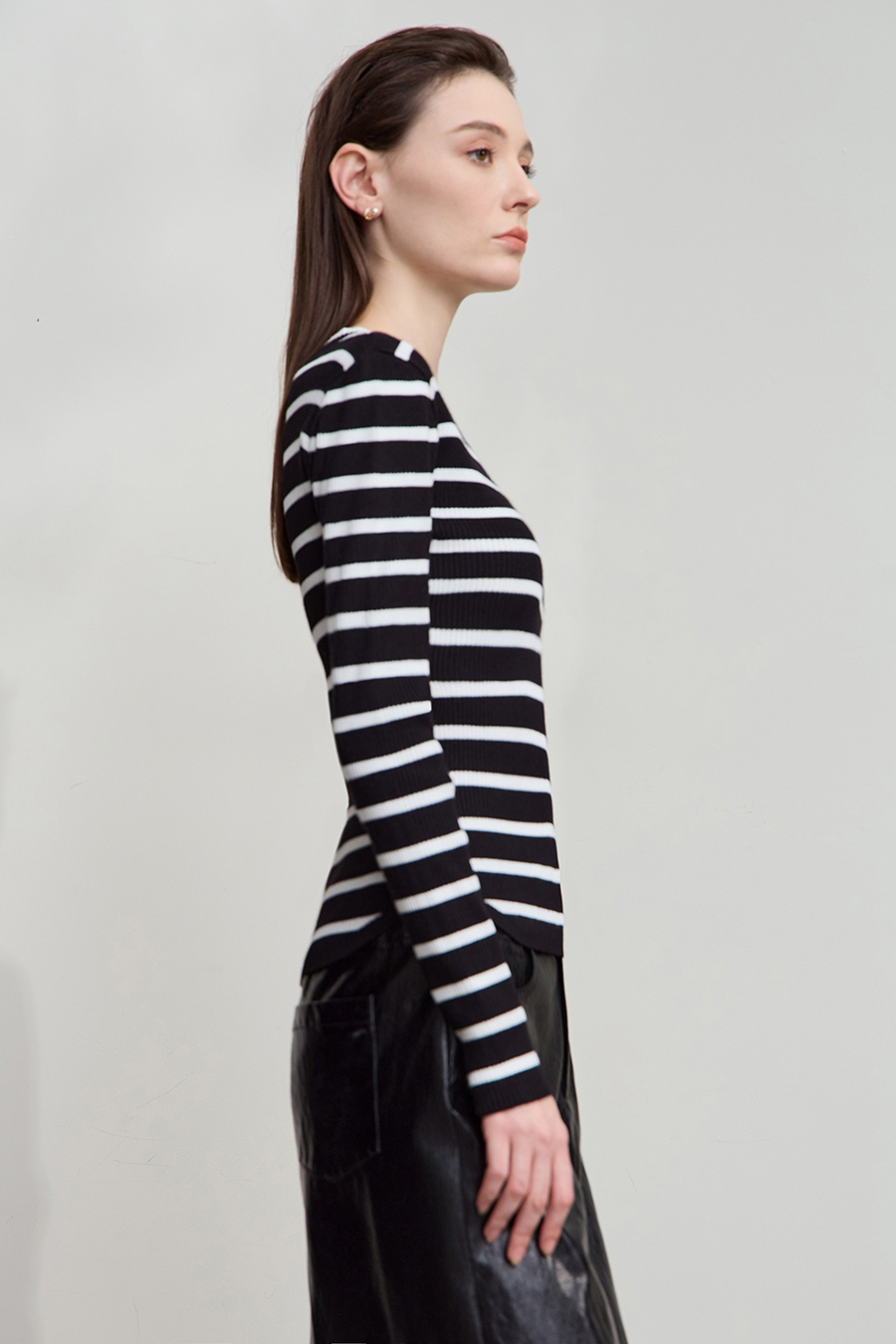 Slim Fit High Elastic Striped Sweater|AMII-AMII.com