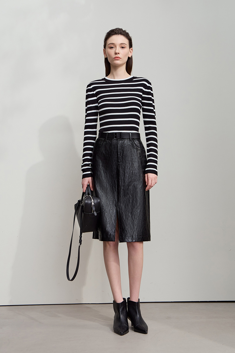 Slim Fit High Elastic Striped Sweater|AMII-AMII.com