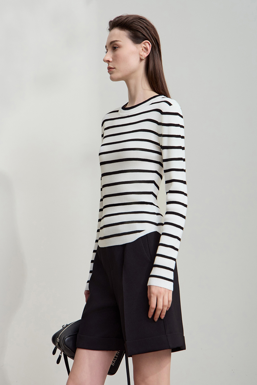 Slim Fit High Elastic Striped Sweater|AMII-AMII.com