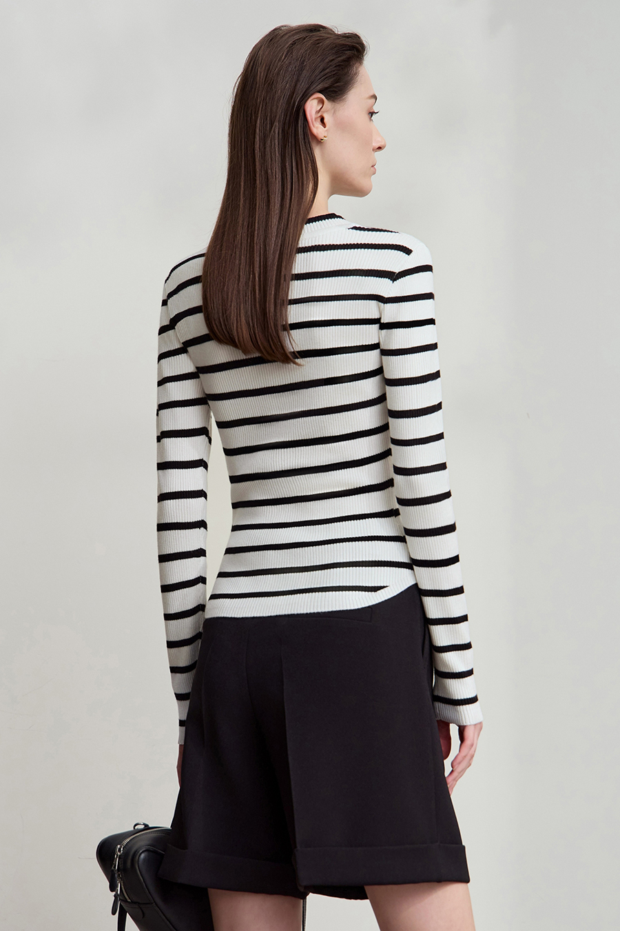 Slim Fit High Elastic Striped Sweater|AMII-AMII.com