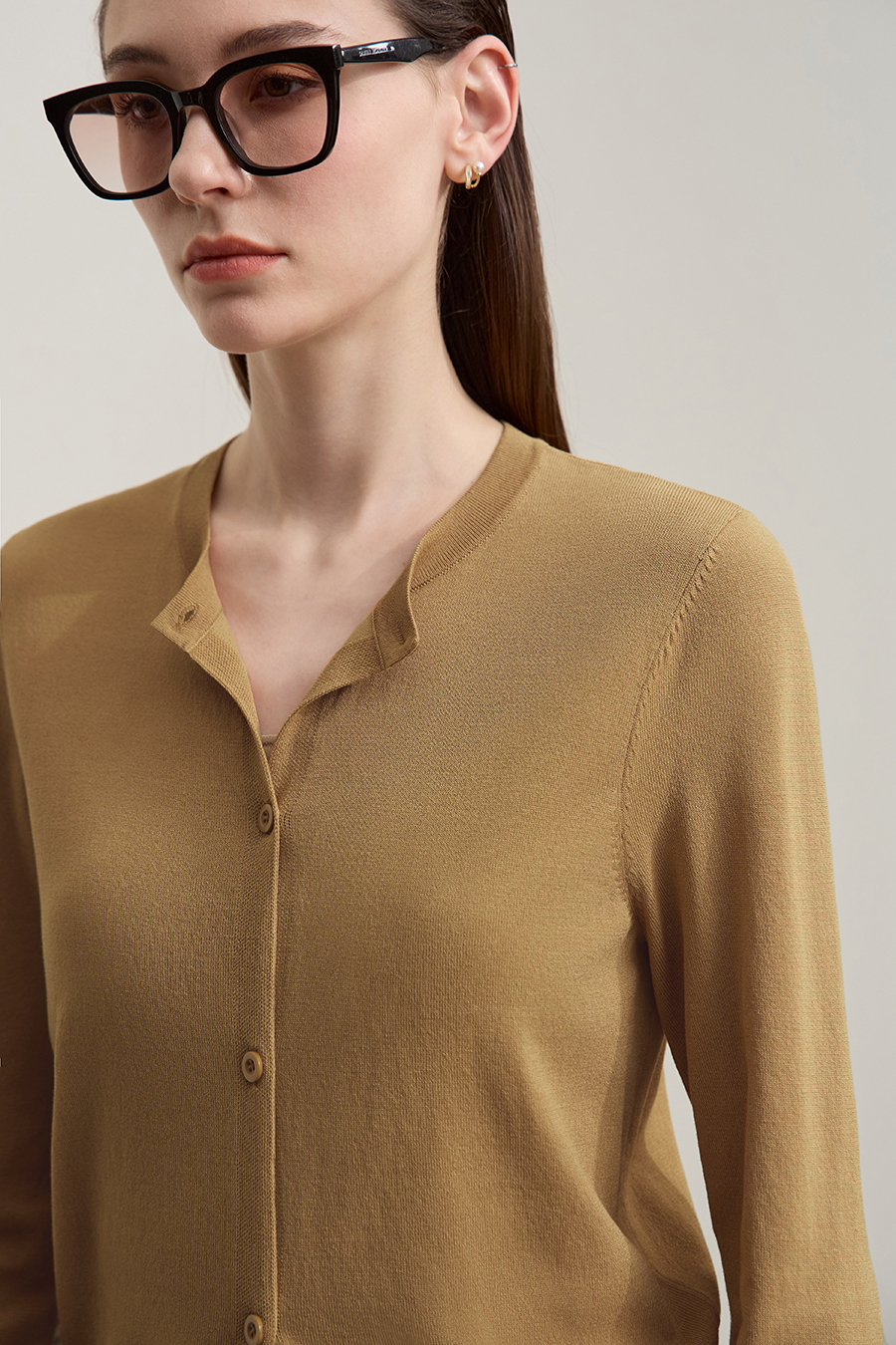 Cut-out Beaded Knit Cardigan