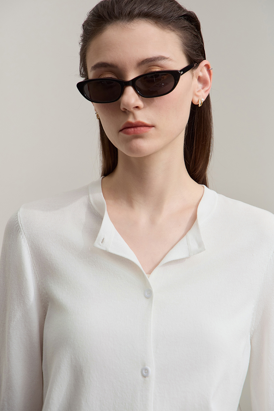 Cut-out Beaded Knit Cardigan