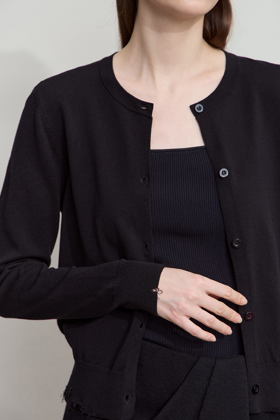 Cut-out Beaded Knit Cardigan