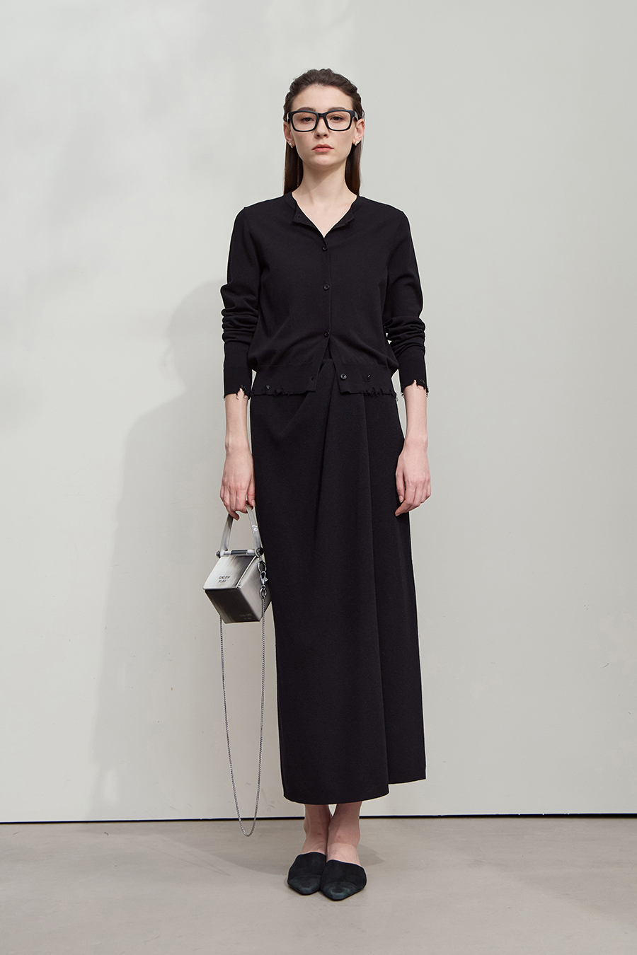 Cut-out Beaded Knit Cardigan