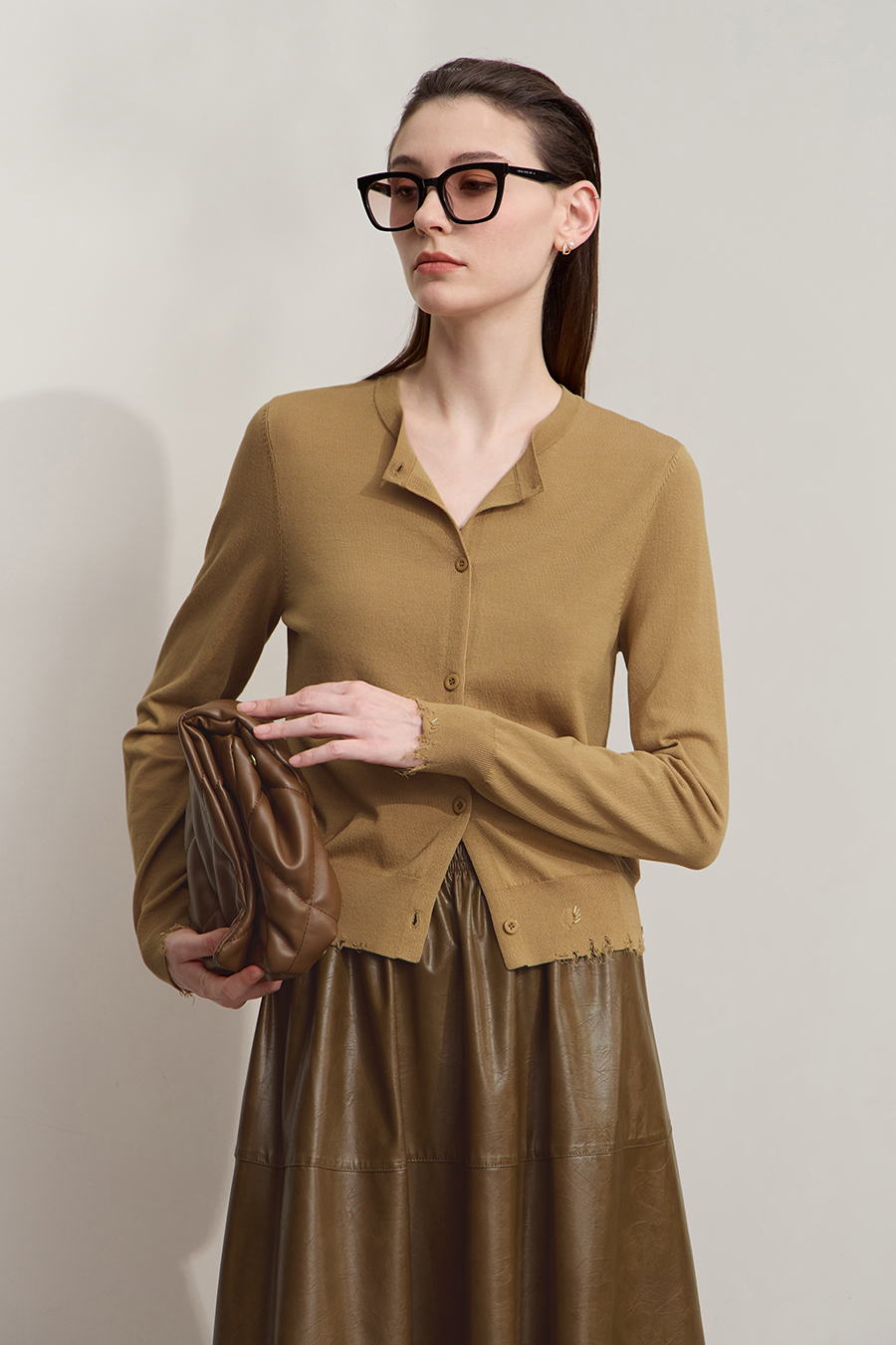 Cut-out Beaded Knit Cardigan