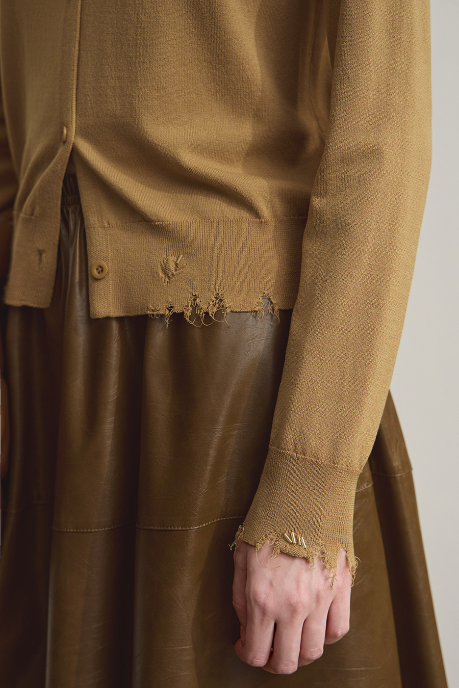 Cut-out Beaded Knit Cardigan