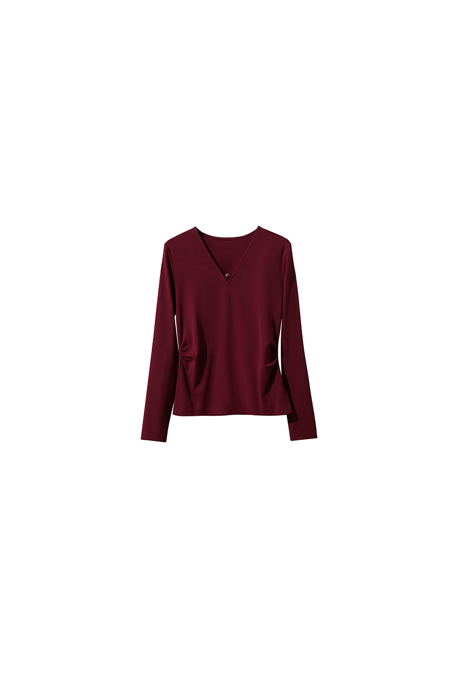 V-neck Beaded Stretch Cotton T-shirt